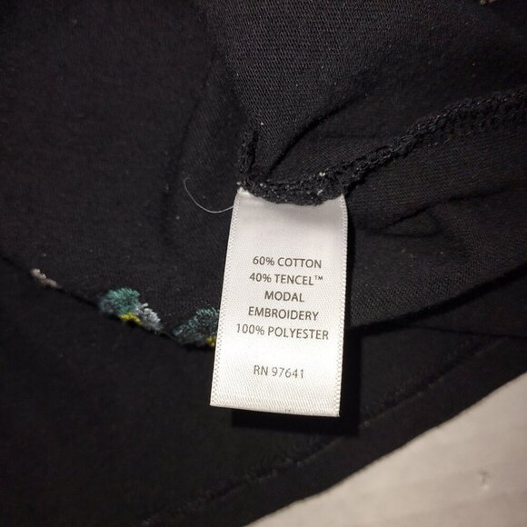 J Jill Valley Flowers Embroidered Knit Black Top Size Lg - Picture 7 of 10